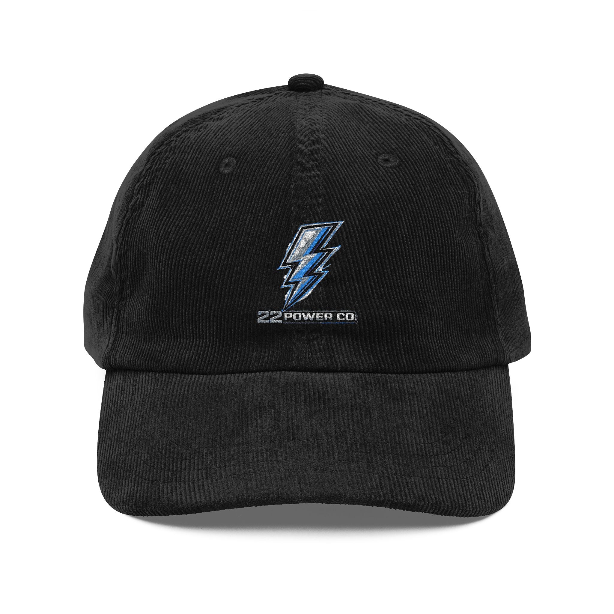 Embroidered Lightning Bolt Corduroy Cap — Vintage Navy Dad Hat